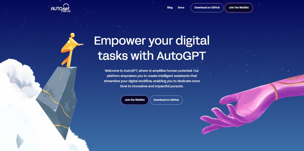 AutoGPT网站首页截图预览